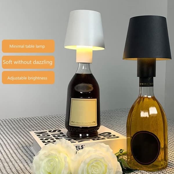 OBOSOE vinflaskelampe LED Touch, genopladelig bordlampe til bar, klub og dekoration