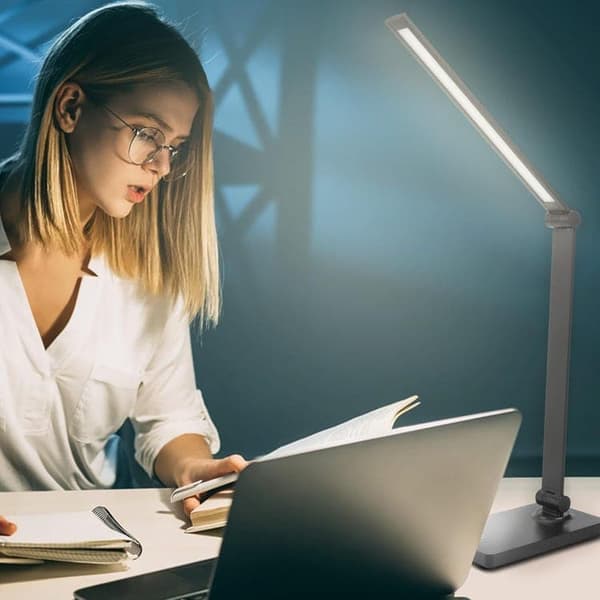 OBOSOE LED Skrivebordslampe med Touch Control – Dæmpbar Bordlampe til Hjem, Kontor og Soveværelse