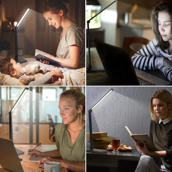 OBOSOE LED Skrivebordslampe med Touch Control – Dæmpbar Bordlampe til Hjem, Kontor og Soveværelse