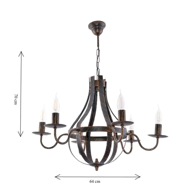 Hängande taklampa ljusstake svart gammalguld ELEN NEGRO 11-360/6