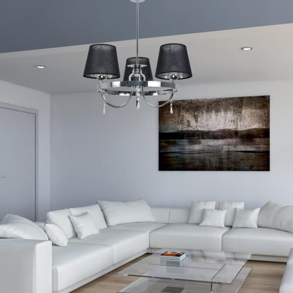 Taklampa kromad lampskärm svart DIANA NEGRO 12-422