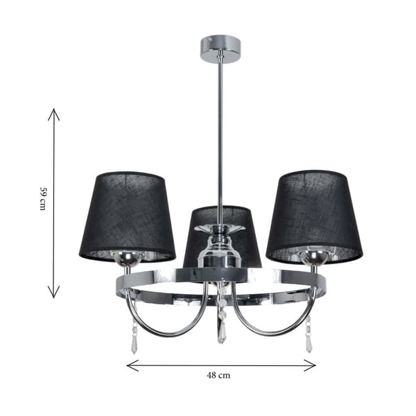 Taklampa kromad lampskärm svart DIANA NEGRO 12-422