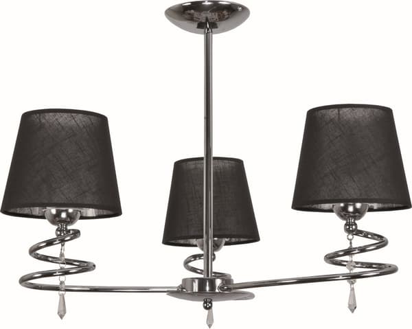 Loftlampe krom med krystaller, sort lampeskærm QUEEN NEGRO II 12-682