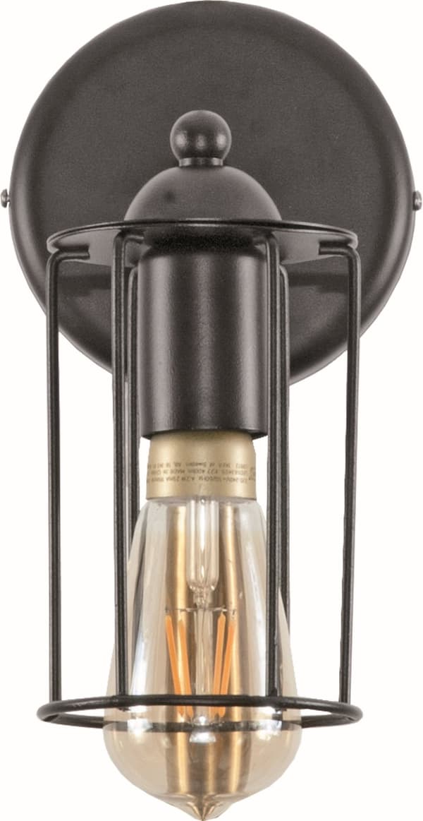 Industriell vägglampa för loft, svart TORI 12-443