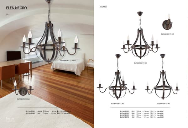 Vägglampa ljusstake svart gammalguld ELEN NEGRO 11-363
