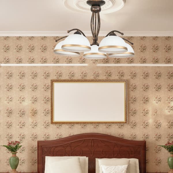 Loftlampe sort gammel guld hvid lampeskærm RENOS 1-870