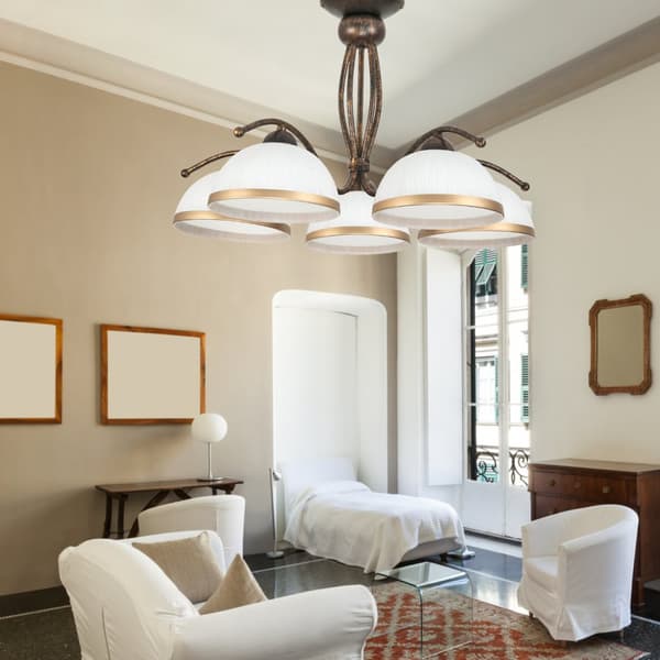 Loftlampe sort gammel guld hvid lampeskærm RENOS 1-870