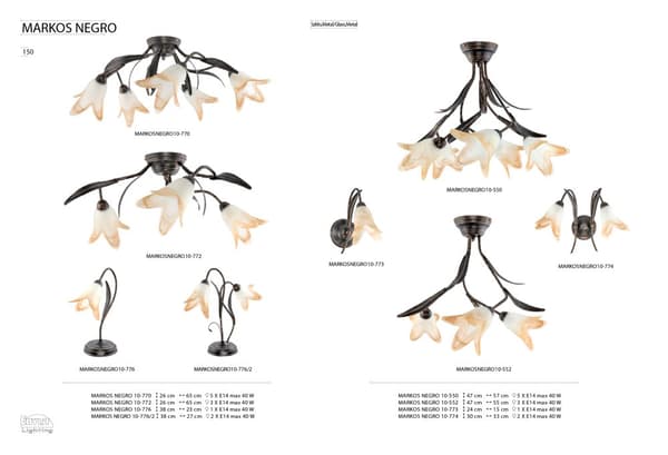 Loftlampe sort gammelguld hvid-orange skærm MARKOS NEGRO 10-770