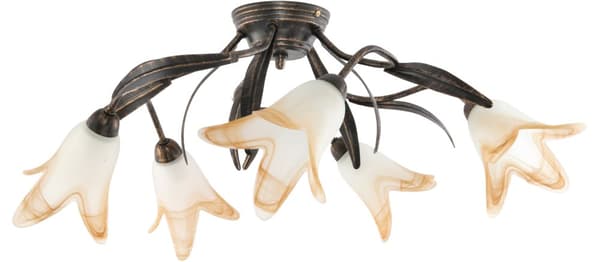 Loftlampe sort gammelguld hvid-orange skærm MARKOS NEGRO 10-770