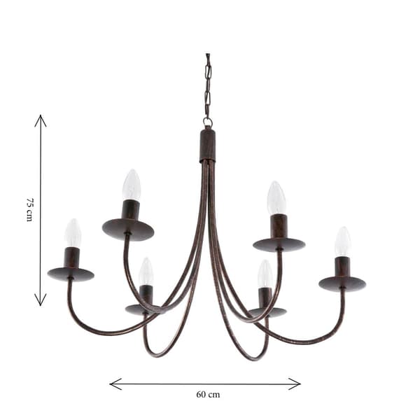 Traditionell taklampa ljusstake svart gammalt guld LUMEN OLD 710/6
