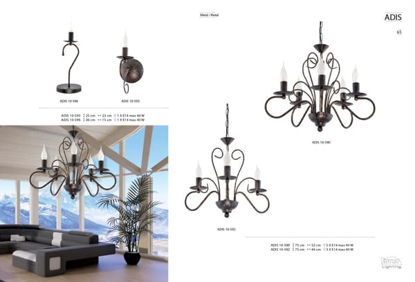 Klassisk vägglampa ljusstake ADIS 10-593