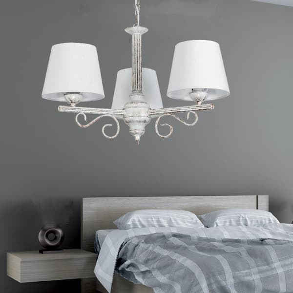 Hängande taklampa vit gammalguld lampskärm vit METTE 9-892