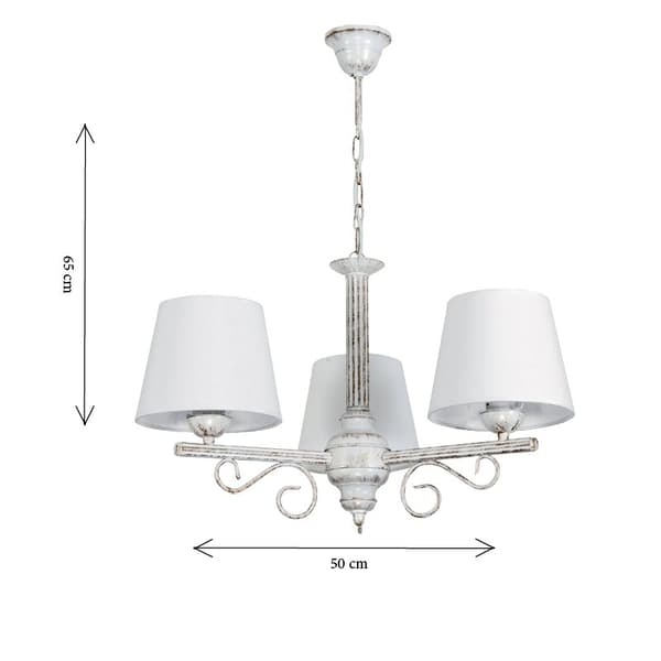 Hængende loftslampe hvid gammel guld lampeskærm hvid METTE 9-892