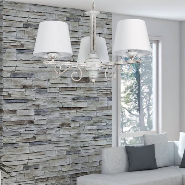 Hängande taklampa vit gammalguld lampskärm vit METTE 9-892