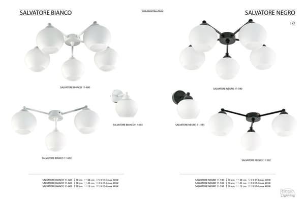 Vägglampa svart, vit skärm SALVATORE NEGRO 11-593