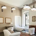 Miniatyrbild 4 av 6: Vägglampa svart gammalguld vit lampskärm RENOS 1-873