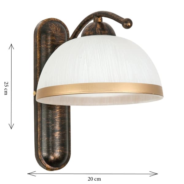 Vägglampa svart gammalguld vit lampskärm RENOS 1-873