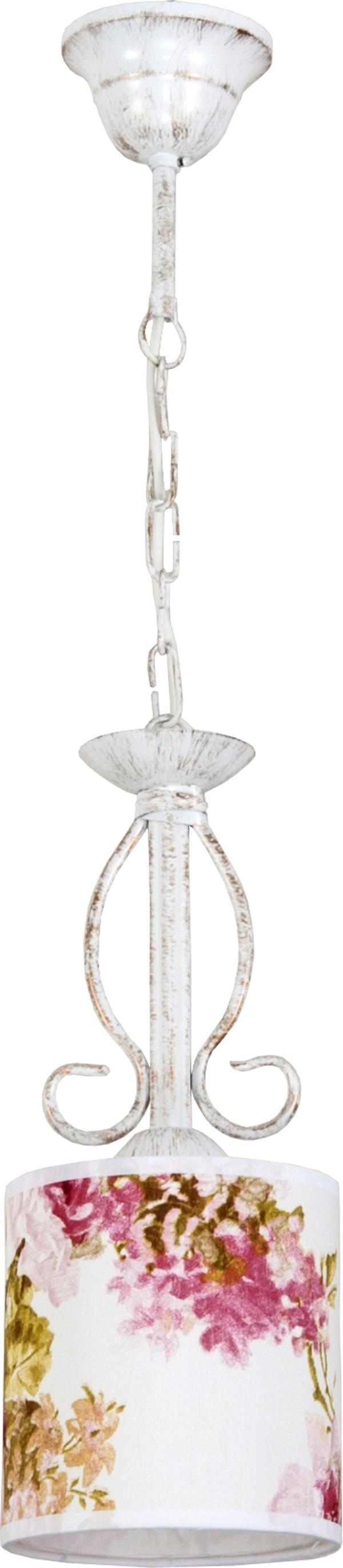 Hængende loftslampe hvid gammel guld lampeskærm MORGAN 9-885