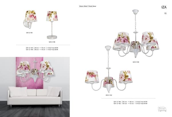 Vägglampa vit gammalguld lampskärm MORGAN 9-883