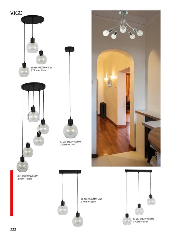 Sort loftslampe med transparent skærm VIGA 13-218