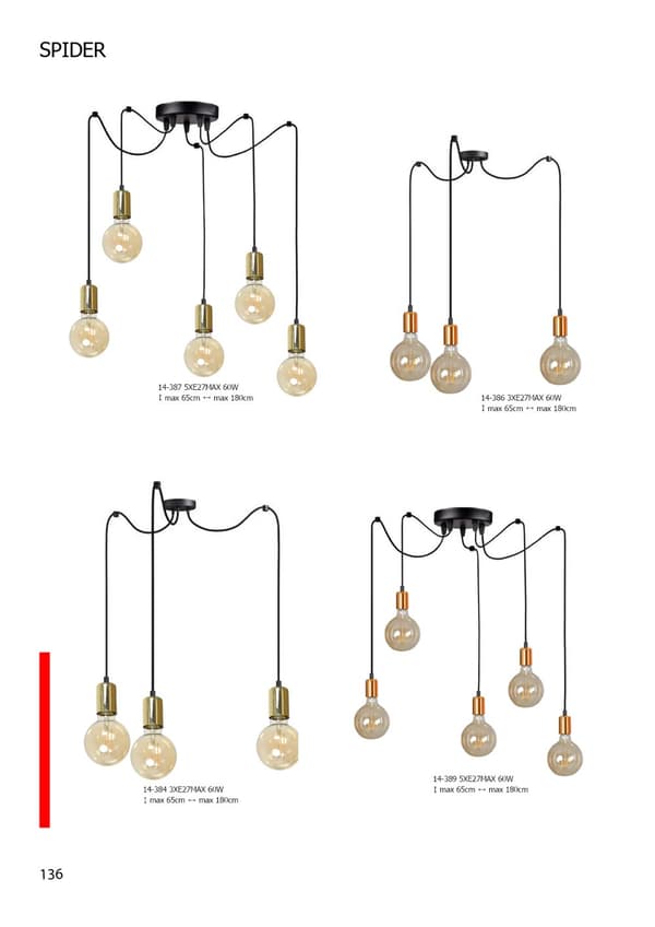 Industriel loftslampe sort SPIDER 14-386