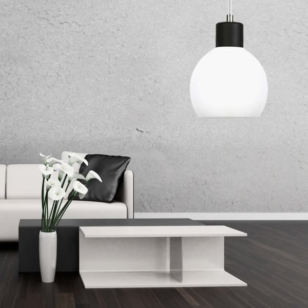 Hængende loftslampe krom, hvid lampeskærm MOKA 14-115