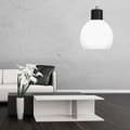 Miniatyrbillede 3 af 6: Hængende loftslampe krom, hvid lampeskærm MOKA 14-115