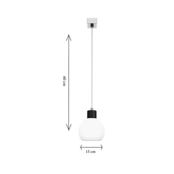 Hængende loftslampe krom, hvid lampeskærm MOKA 14-115
