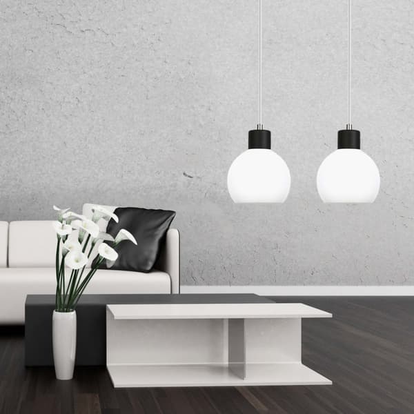 Hængende loftslampe krom, hvid lampeskærm MOKA 14-118