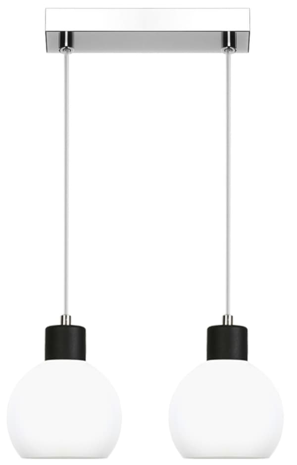 Hængende loftslampe krom, hvid lampeskærm MOKA 14-118
