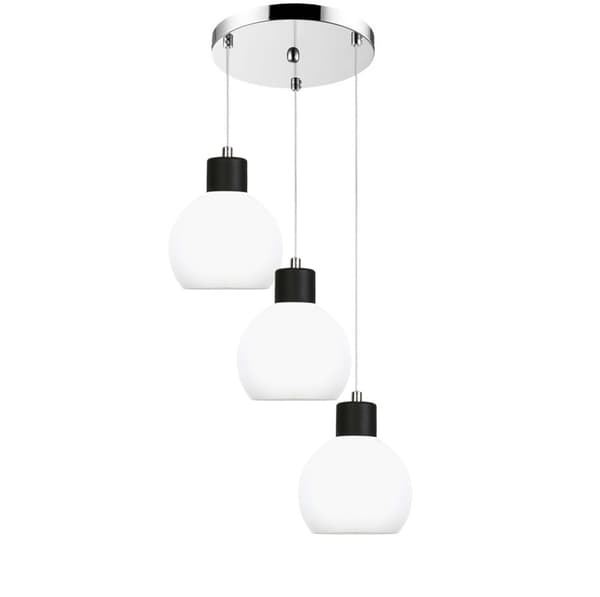 Hängande taklampa krom, vit lampskärm MOKA 14-132