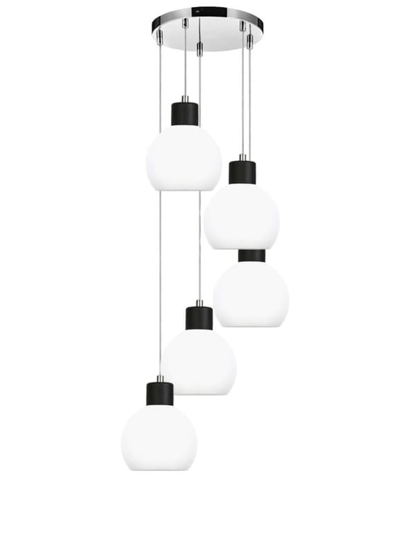 Hængende loftslampe krom, hvid lampeskærm MOKA 14-130