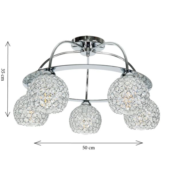 Loftlampe med forkromet krystalskærm PAULA 14-100