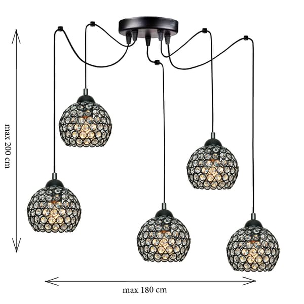LOFTSLAMPE SORT GLASLAMPE LAMPE E27 LED KLAUDIA 13-720