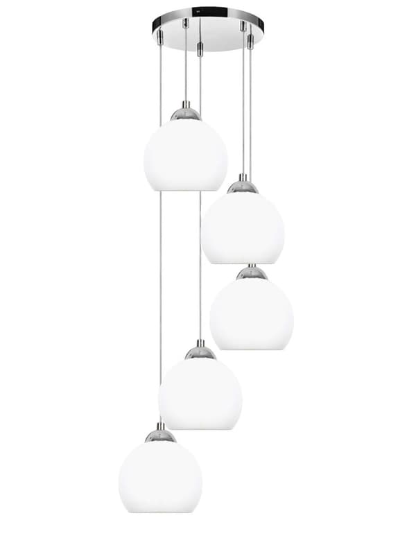 Hängande taklampa krom, vit lampskärm OLEX 13-680