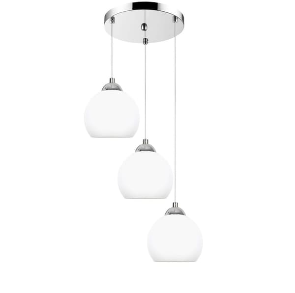 Hängande taklampa krom, vit lampskärm OLEX 13-682