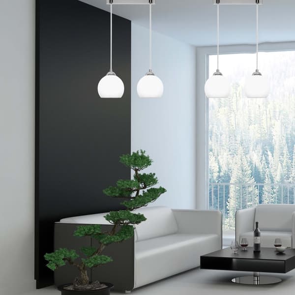Hängande taklampa krom, vit lampskärm MOKA SILVER 13-678