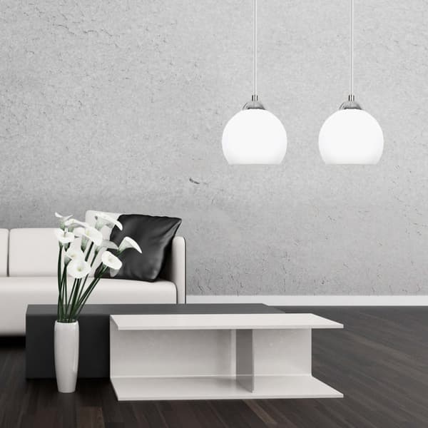Hängande taklampa krom, vit lampskärm MOKA SILVER 13-678