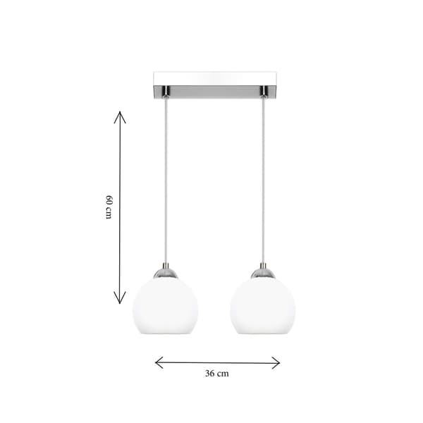 Hängande taklampa krom, vit lampskärm MOKA SILVER 13-678