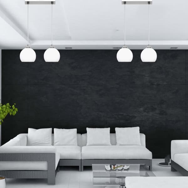 Hängande taklampa krom, vit lampskärm MOKA SILVER 13-678