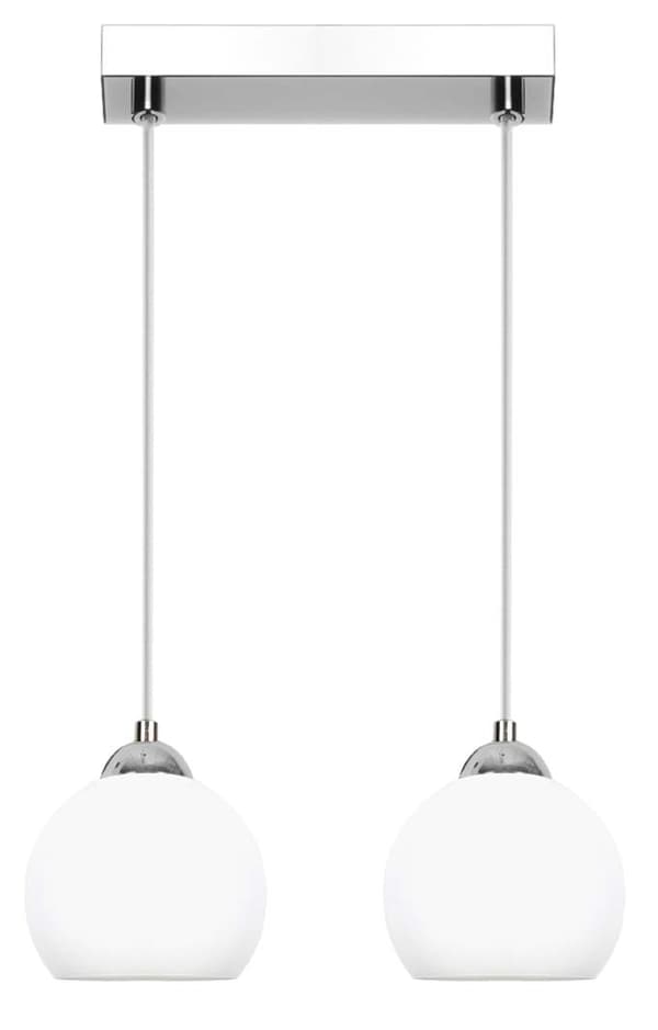 Hängande taklampa krom, vit lampskärm MOKA SILVER 13-678