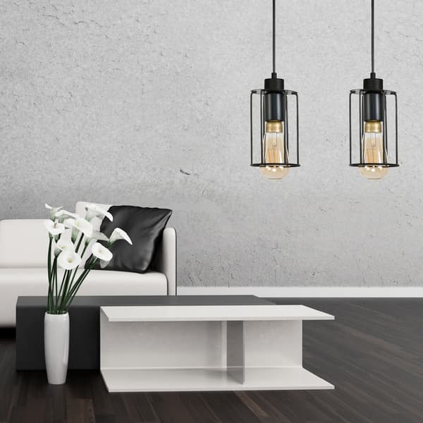 Lampe, hængende, loft, industriel, loft, sort, INGRID, 14-358
