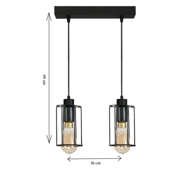 Lampe, hængende, loft, industriel, loft, sort, INGRID, 14-358