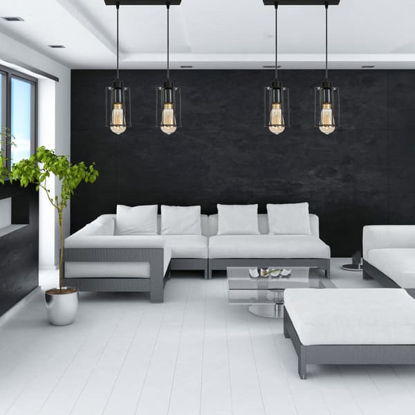 Lampe, hængende, loft, industriel, loft, sort, INGRID, 14-358
