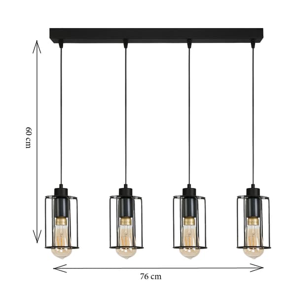 Lampe, hængende, loft, industriel, loft, sort, INGRID, 14-351