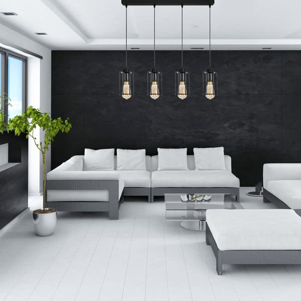 Lampe, hængende, loft, industriel, loft, sort, INGRID, 14-351