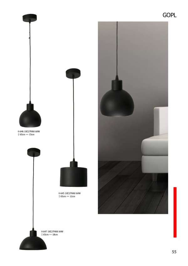 Industriel loftslampe sort GOPL 0-646