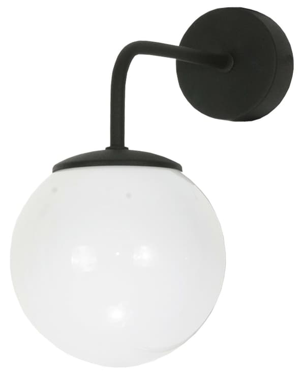 Svart vägglampa, vit lampskärm, PETIT 13-813