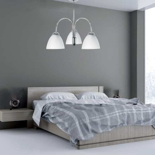 Krom loftlampe med hvid skærm DANTE 7-232
