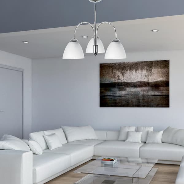 Krom loftlampe med hvid skærm DANTE 7-232
